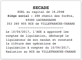 liquidation exemple annonce legale